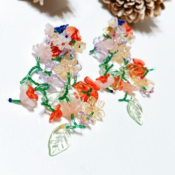Flower drop earrings M115 - Picture 4 of 7